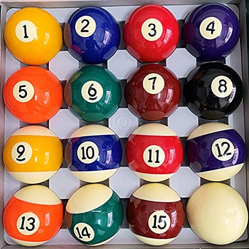 Поставени топки за базени со билиард 2-1/4 Големина на регулативата за топки за табели за билијард, комплетни 16 топки со смола поставени