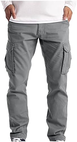 Работни панталони за мажи ， машки тенок мода цврста боја на обични панталони повеќе џебни панталони