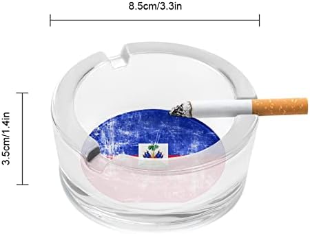 Гроздобер Хаити знаме стакло пепелници тркалезна лента за пепел, симпатична убава сопственичка на пепел, за украсување на палуби