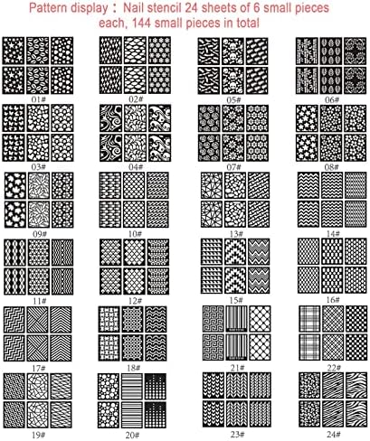 144 pcs нокти винили на налепница за матрици за матрици, 72 дизајни на француски нокти воздушни четкички матрици, акрилни шупливи