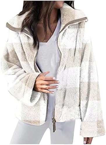 Женска обична плус големина руно јакна Зимска нејасна факс стрижење топол пулвер палто за надворешна облека