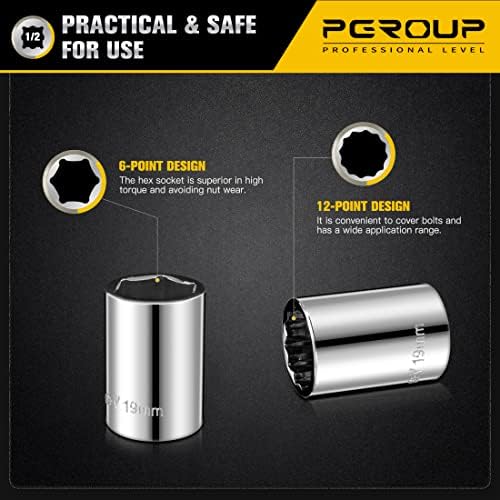 PGROUP 1/2 Диск 8mm-32mm приклучок сет, 32-парче Механички Алатка Метрички Приклучок Клуч Во Собата, За Автоматско Поправка &засилувач;