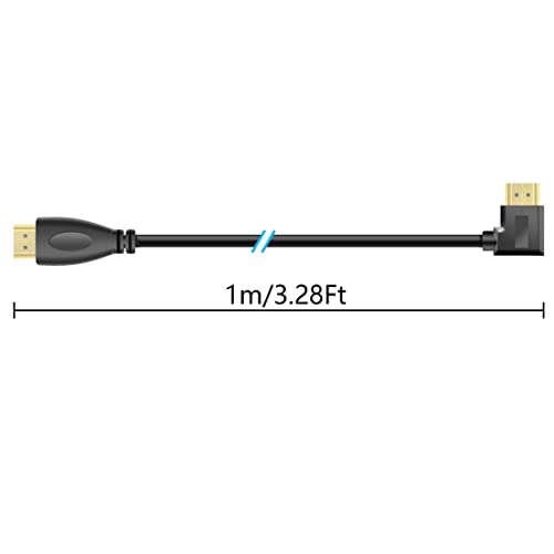 YACSEJAO 90 Степен HDMI Продолжен Кабел 3Ft Позлатен 270 Степен Агол 4K HDMI 1.4 Кабел Поддржува Етернет, 3D, 4K И Аудио Враќање