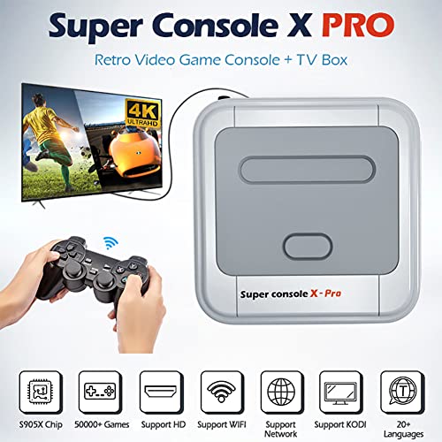 Конзола за ретро игри Kinhank 256 GB, Super Console X Pro Вградена 117,000+ игри, системи за конзола за видео игри за излез од 4K TV/AV, двојни системи, компатибилни со PS1/PSP/MAME/ATARI и др.