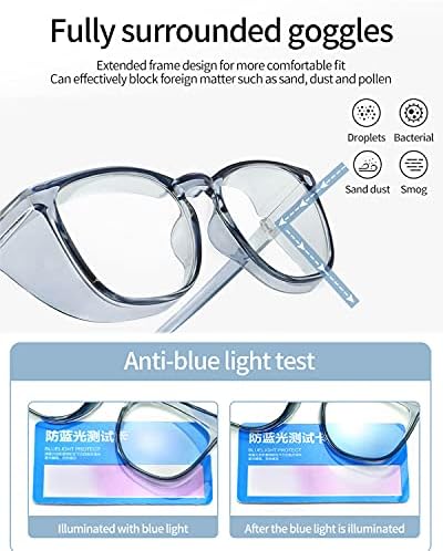 Безбедносни очила за борба против маглата Poraday Anti-Fog Очила за медицинска сестра за ширење на чиста рамка против сина светлина очила