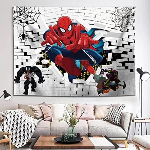 Tauergule Spiderman Tapestry Superhero Cityscape Spider Wall Art Tapestry for Kids Spoice Gaming Room College Dorm & Aptance