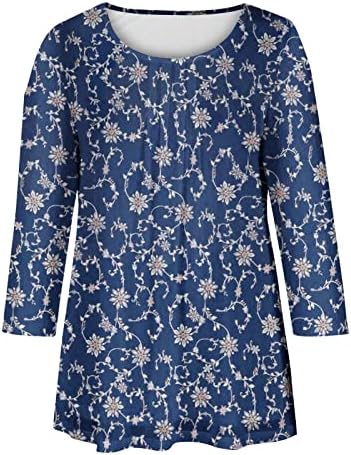 UTSJKR Women'sенски плус големина замав туника Топ 3/4 ракав Блуза градиент за печатење лесна маичка со лесни маици со три четвртина