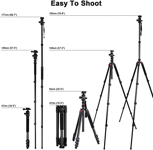 СТАТИВ ЗОГЕЈТ 79, Статив За Камера ЗА DSLR, Статив Од 200 см Dslr Компактен Алуминиумски Лесен Статив Со Глава Од Топка од 360 Степени и Оптоварување од 10 килограми За Патува