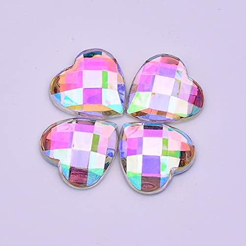 Kemeilian Szuan924 500PCS 8/10mm Crystal AB акрилик Rhinestone Heart Heart Strass Applice Strapbook Bidd Flat Back Gems за украси за облека