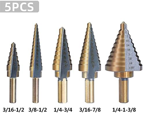 Нешо метални вежби 5 парчиња со голема брзина челик чекори бит кобалт чекор вежба за метално дрво за дупчење јадро на јадрото бит