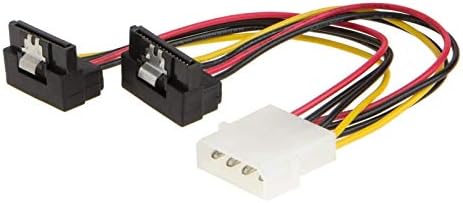CableCreation Molex to SATA, [2-Pack] 6-инчен Molex 4 игла до 2 x SATA 15 pin Down Angle Cable Female Power Cable