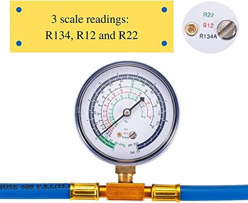 R134A црево за полнење на ладење со BPV31 пирсинг вентил за фрижидер-Комплетите за прободување на вентилот на чешма може да допрете со мерач, R134A конзерва до R-12/R-22 за фриж