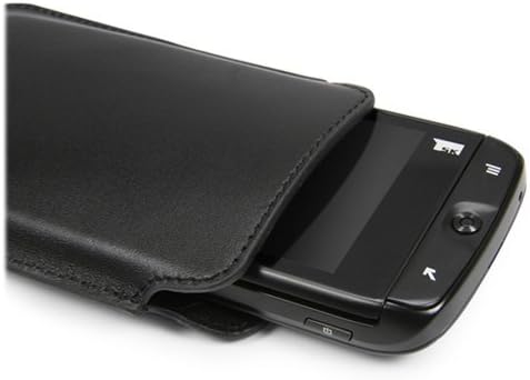 Boxwave Case компатибилен со Nokia 106 - Оригинална кожна торбичка, тенок вистински кожен луксузен џеб за лесна категорија за Nokia 106, Nokia 106, 105 - Nero Black