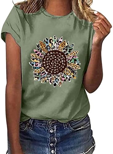 Женска маица обична памучна маица со кратки ракави, тркалезни вратот дами туники модни мода, врвни жени маици
