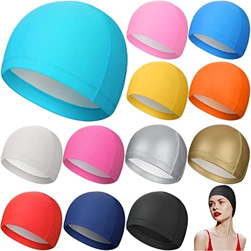12 парчиња ткаенина Капа за пливање жени пливање капа за пливање Висока еластичност водоотпорни капи за пливање ја одржува косата