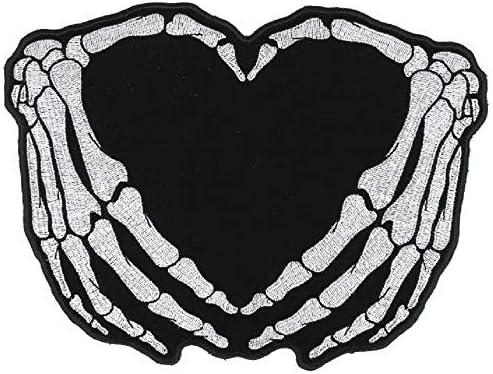 Скелет срцев лепенка голема, знак за форма на срце на скелетот, знак за железо-на/шиваше голема лепенка, 8 x 6