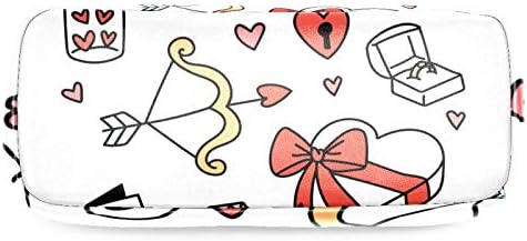 Doodled-valentine-day-icons 84x55in кожа молив со молив со моливчиња со двојно одвоен канцелариски торбички торбички за торбички