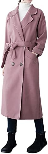 Женска мода што патува со цврста боја волнена ткаенина од џеб, волнена палто за надворешна облека, женски зимски палта