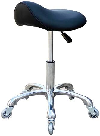 FRNIAMC Професионална Столица За Седло Со Тркала Heightономска Вртлива Висина На Тркалање Прилагодлива За Клиника Стоматолог Салон За Убавина Тетоважа Домашна Канцелар