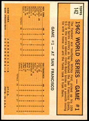 1963 Бејзбол Топс 142 Светска серија ГМ 1 Одлична од картичките на Микис