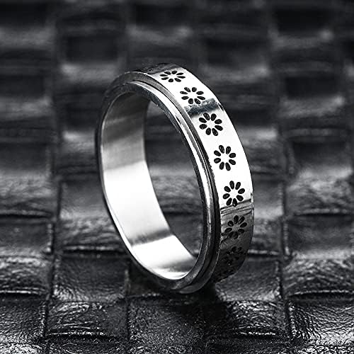 АНТИ Анксиозност Феџет прстен од не'рѓосувачки челик Спинер прстен за жени мажи Сонце Месечина starвезда ротирачки палецот Враќање на прстените