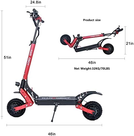 Нанробот Електричен Скутер Возрасни Д4+3.0, до 40 МИЛЈИ на час &засилувач; 50 Милји Долг Дострел, 10 инчен Надвор Од Патот Гуми