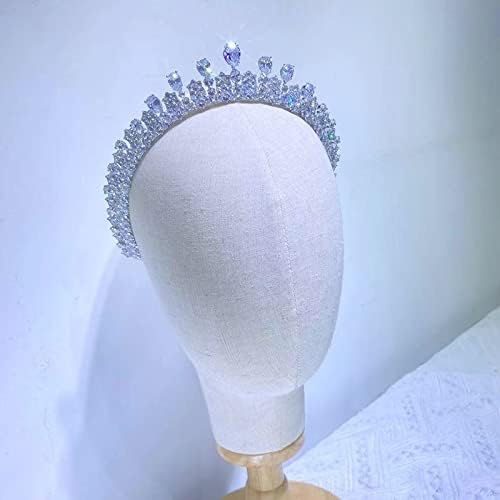 накит за коса круна дијадеми за жени Невестинска Круна Свадба Додатоци За Коса Геометриска Форма Долга Кристална Лента За Глава