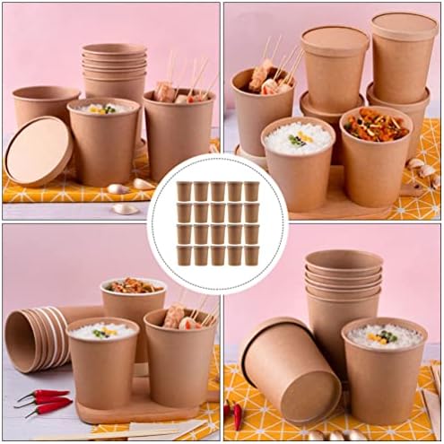 Преносна чаша Zerodeko 25 комплети сад за супа за еднократна употреба со капаци за хартиени садови за садови од каша чаши храна чаши за храна