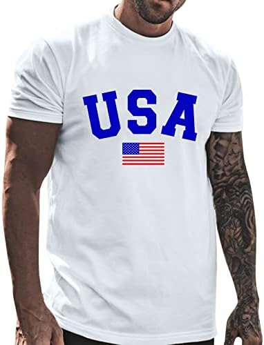 Маичка за Денот на независноста на мажите на Здфер, 4-ти јули, кошули со кратки ракави, американско знаме печати лето обични екипи на врвови на врвови