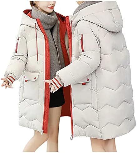 Женски палта дебели зимски палто мода на надворешна облека со долга памук поставена мека топла елегантна палто за жени јакна