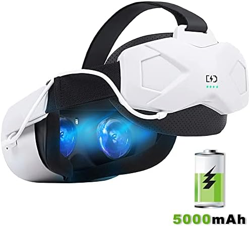 Елита каиш со батерија за потрага од 2,5000mAh прошири 3 часа играње, брзо полнење VR моќност, прилагодлива лента за глава за подобрена поддршка и удобност во VR