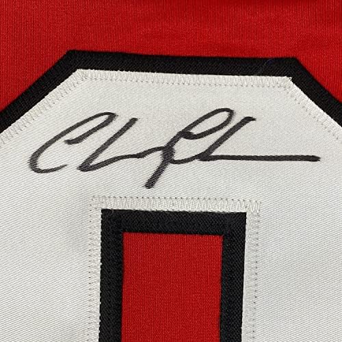 Врамено автограмиран/потпишан Chevy Chase Clark Griswold 33x42 Божиќ за одмор во Чикаго црвен хокеј Jerseyерси Бекет Бас Коа