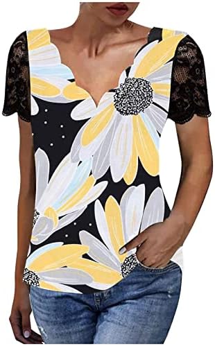 Womenените графички блузи vneck лажички врвови на вратот маички кратки чиста ракав салон есен летни блузи облека vp