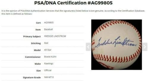 Фреди Линдстром автограмираше во 1979 година Ол -Starвезда Бејзбол, ПСА одделение ** NM -MT 8 ** - Автограмирани бејзбол