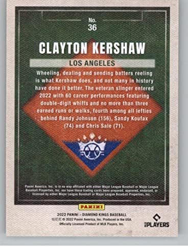 2022 Панини дијамантски кралеви #36 Клејтон Кершау Лос Анџелес Доџерс Бејзбол Трговска картичка