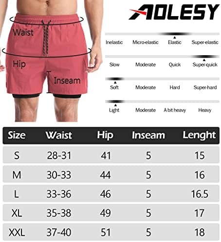 AOLESY MEN'S 2 IN 1 ВОДНИ СРЕДНИЦИ, Атлетски шорцеви за вежбање за мажи Брзи суви шорцеви за обука на лесна тежина со џебови