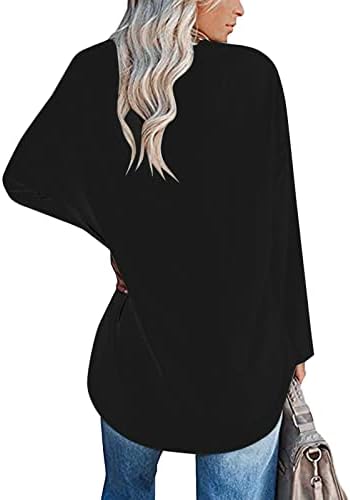 Саксигол долг ракав кул Ноќта на вештерките преголеми влезови за женски тренинг удобност графички пуловер истегнат екипаж врат тенки пулвер жени црна црна боја