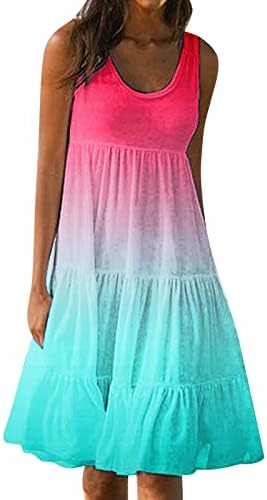 JXQCWY Ruffle Flowy Swing Tunic фустан за жени летен без ракави V вратот плетенка со сандерс бохо цветни печатени забави фустани