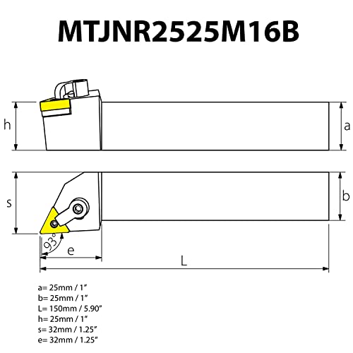 Сопственик на алатки за надворешно вртење MTJNR2525M16B за инсерти TNMG1604 - Оптимизиран за надворешно вртење - надолжно вртење - вртење на лице - профилирање - бренд TJR…