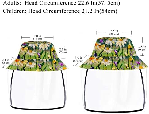 Заштитна капа за возрасни со штит за лице, рибарска капа Анти сонце, масло за сликање маргаритка бела цвет цвет