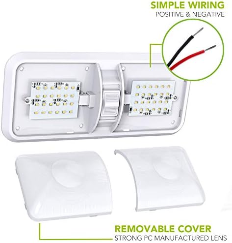 LED LED LED 2 пакет RV LED LED таванот двојно купола светлина со вклучен/исклучен прекинувач Внатрешно осветлување за автомобил/RV/приколка/кампер/брод