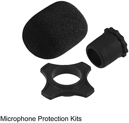 Покрив за микрофон на меканиксити, анти -есен гумен прстен и микрофон на држачот на долниот дел на шипката црна за KTV MIC уред, 6 сет