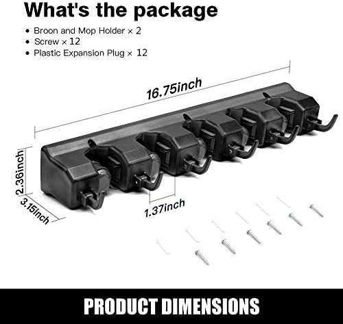 ИМИЛЕТ 2 Пакет Џогер И Држач За Метла, Џогер За Организатор На Ѕид И Решетка За Алатки за Складирање Метла со 5 Слотови За Топки и 6 Куки