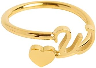 На мојата внука, почетен срцев прстен 26 буква срцева прстен Едноставен моден накит Популарни додатоци Мулти прстени за жени