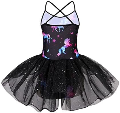 MSEMIS Kids Girls Princess Princess Tutu Fasure Fish Scale Criss Cross Back Leotard Athertic Dancewear