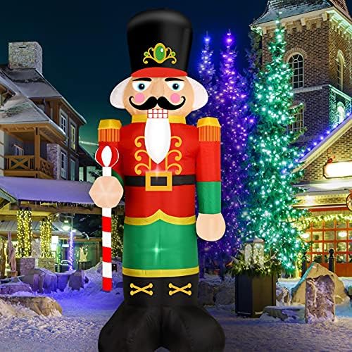 Декфинирајте 8 стапки Божиќна надувување на оревчеста на надувување Осветлен дувајте ја Божиќната дворска декорација со вградени јажиња со