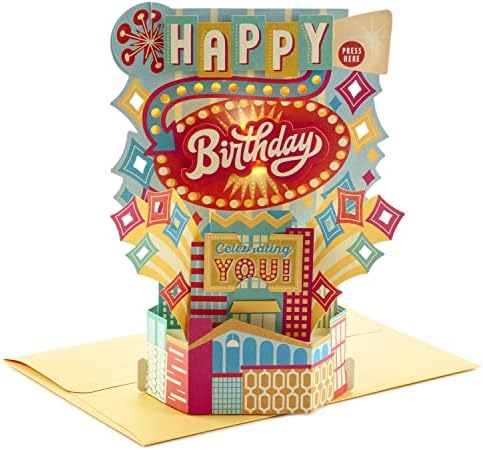 Белешка хартија чудо Поп -до Роденденска картичка и хартија чудо музички поп -роденденска картичка со светла