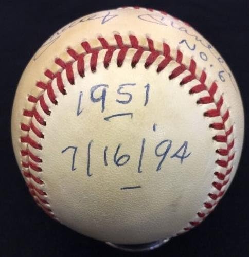 Мики Мантл бр. 6 1951 потпишан бејзбол горна палуба UDA PSA/DNA LOA YANKEES - Автограмски бејзбол