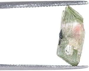 GemHub Raw Rough Rough Octome Bodther Borndone Green Tourmaline 3,35 Ct. Скапоцен камен за завиткување на жица, декорација на