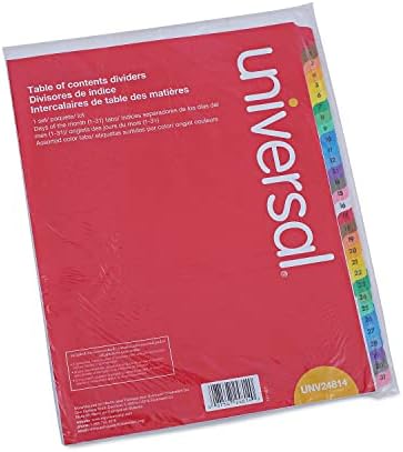 Универзална 24814 Делители На Содржина, Избрана Боја 31-Таб, 1-31, Буква, Бела, 31/Сет